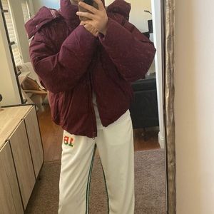 Women's Burgundy Puffer Jacket